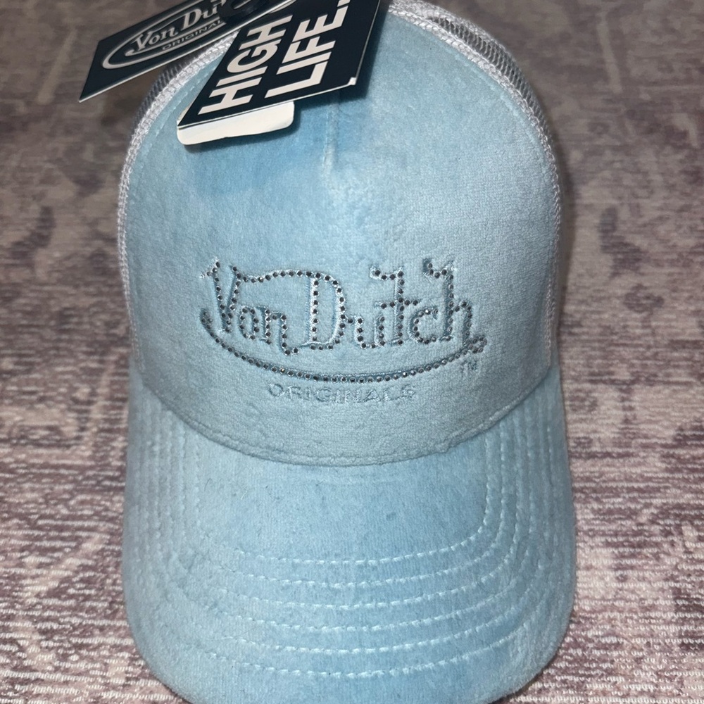 Von Dutch Sequins Blue Trucker Hat